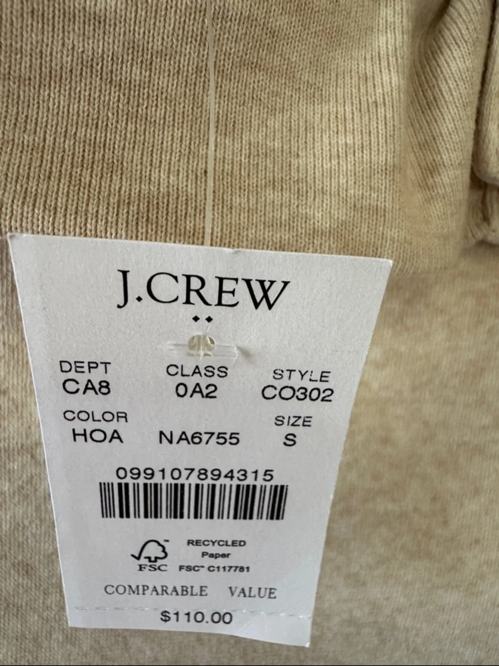 J. Crew Women's Cream Button-Accent Funnel Neck Sweater - Heathered Cream - Picture 3 of 8